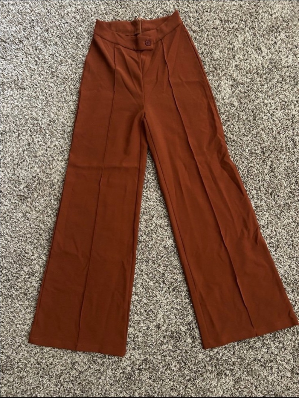 SHEIN Wide-Leg High Waist Pants in Rust Brown